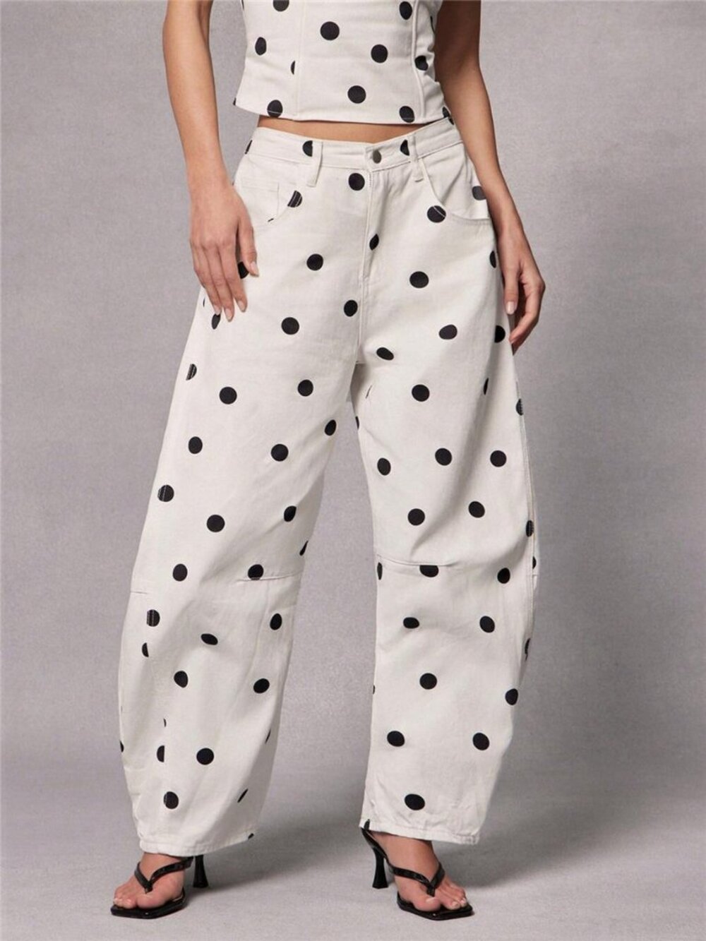 Polka Dot Wide Leg Jeans